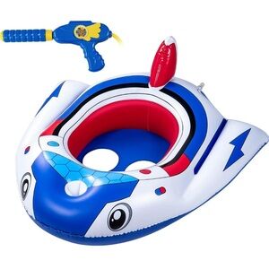 Pool Float Kids with Water Gun, Inflatable Ride-on Airplane, NEW